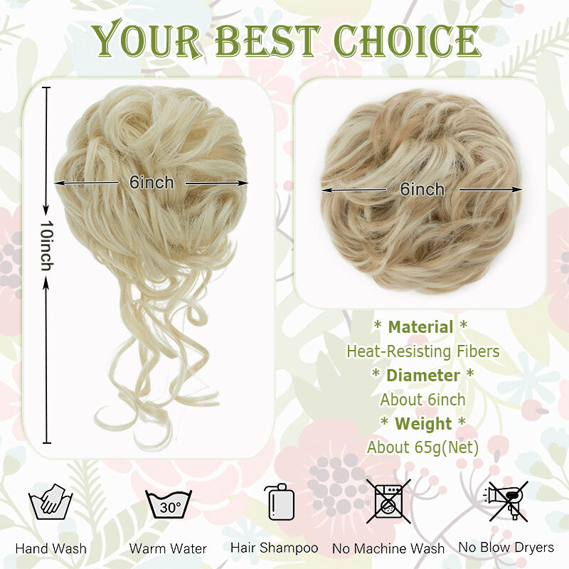 Messy Bun Claw Hair Clip Extensions - Curly Thick Updo Accessory
