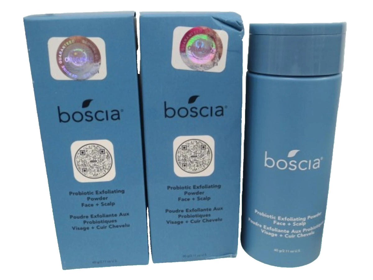 BOSCIA PROBIOTIC EXFOLIATING POWDER FACE + SCALP 2.11 OZ BOXED LOT OF