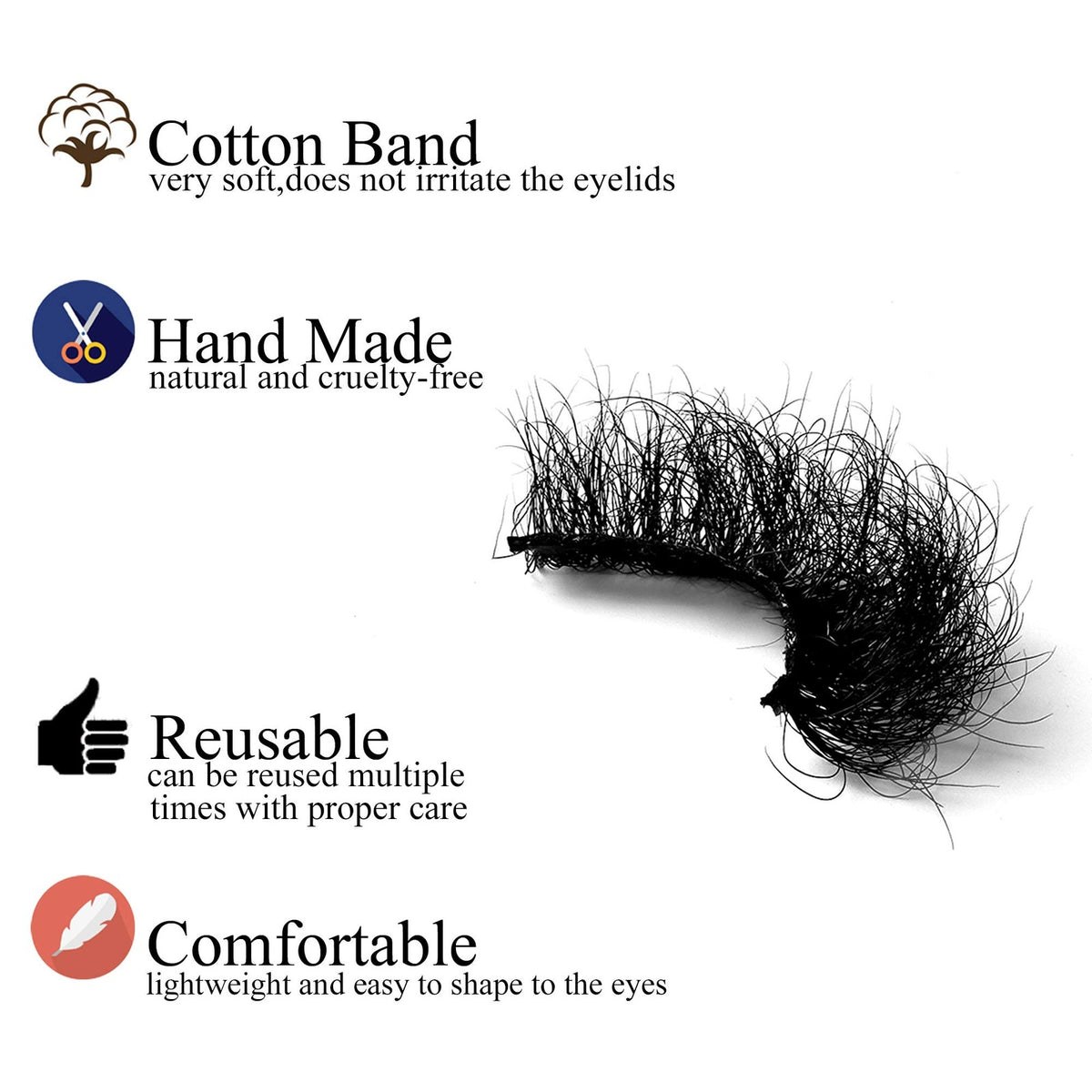 Dramatic 25mm Fluffy Mink False Eyelashes - Natural, Reusable, Hand Made