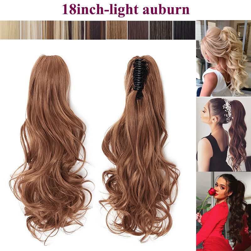Thick Ponytail Hair Extension with Claw Clip - Wavy Curly Synthetic Hair