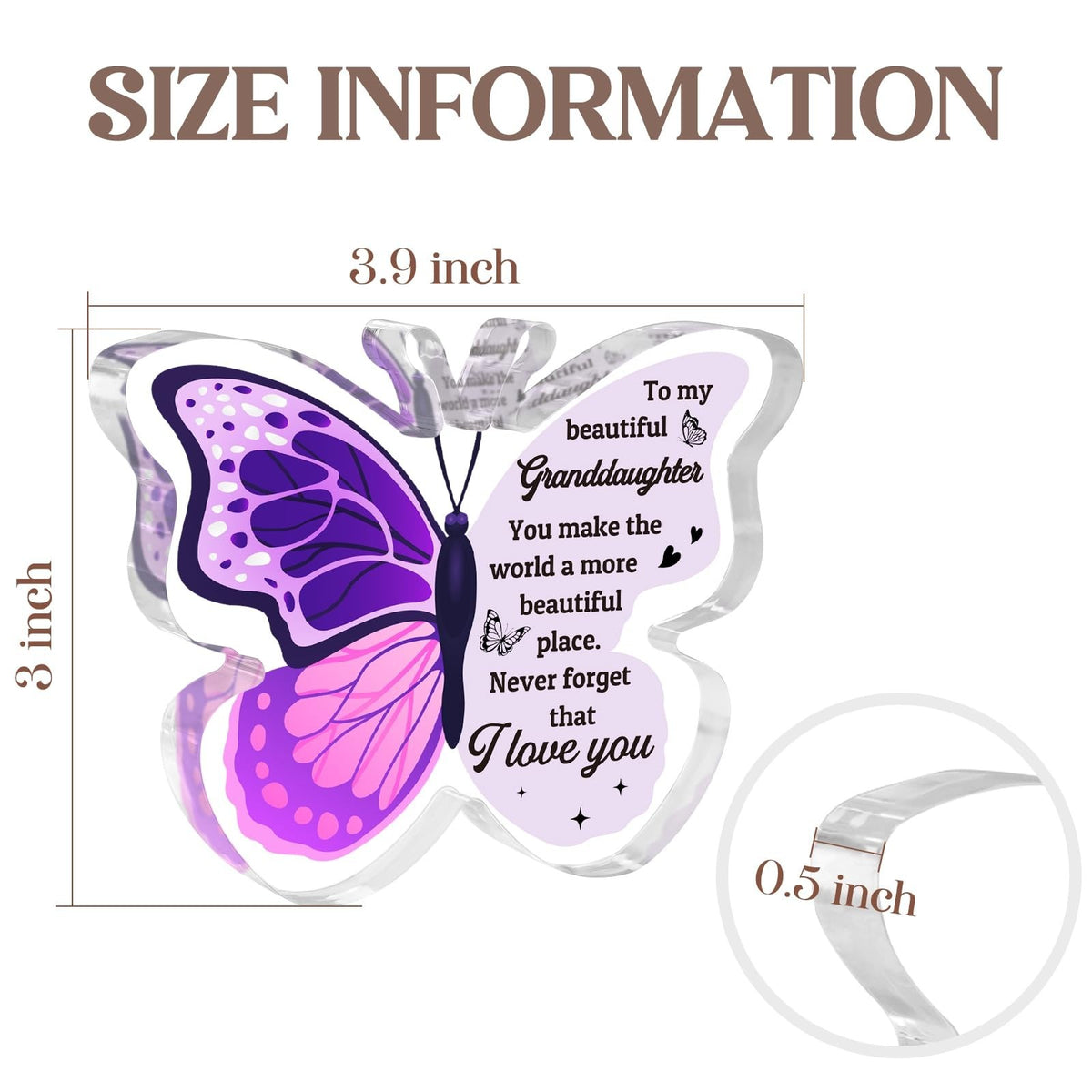 Butterfly-Shaped Acrylic Plaque Gift for Granddaughter - Home Decor & Paperweight