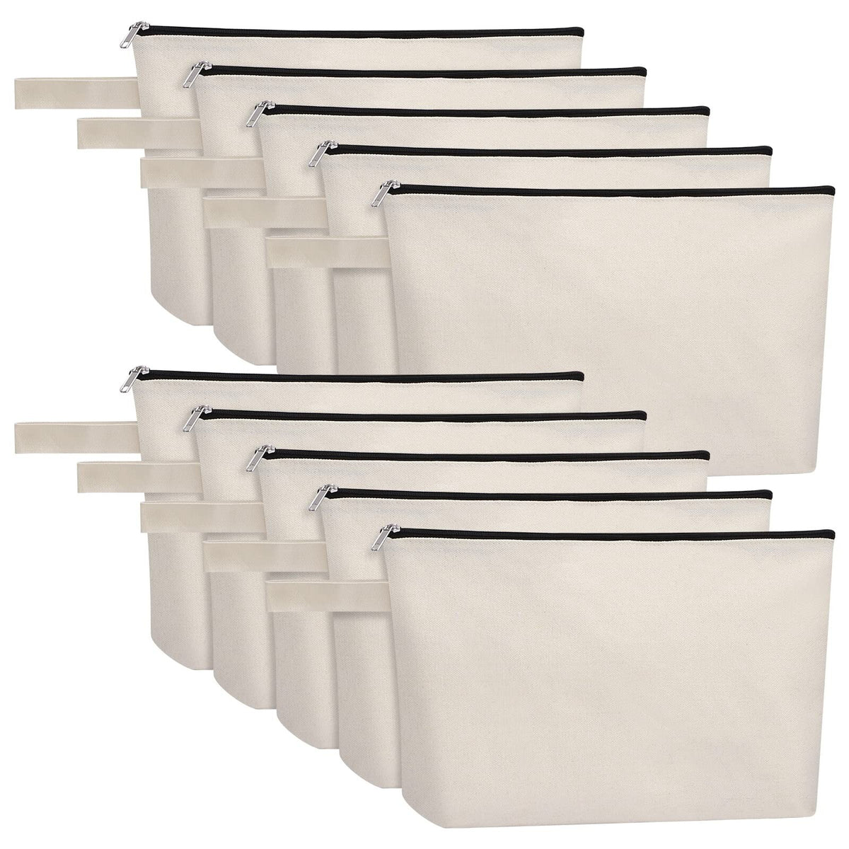 Cotton Canvas Makeup Bag Set - Multi-Purpose Travel Cosmetic Organizer