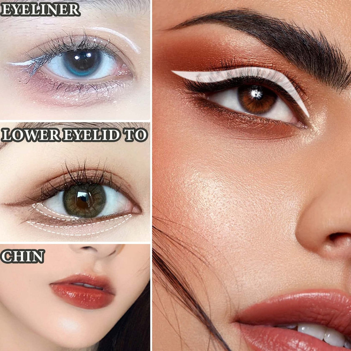 White Eyeliner Pencils Set - Long Lasting Waterproof Makeup 12 Pack