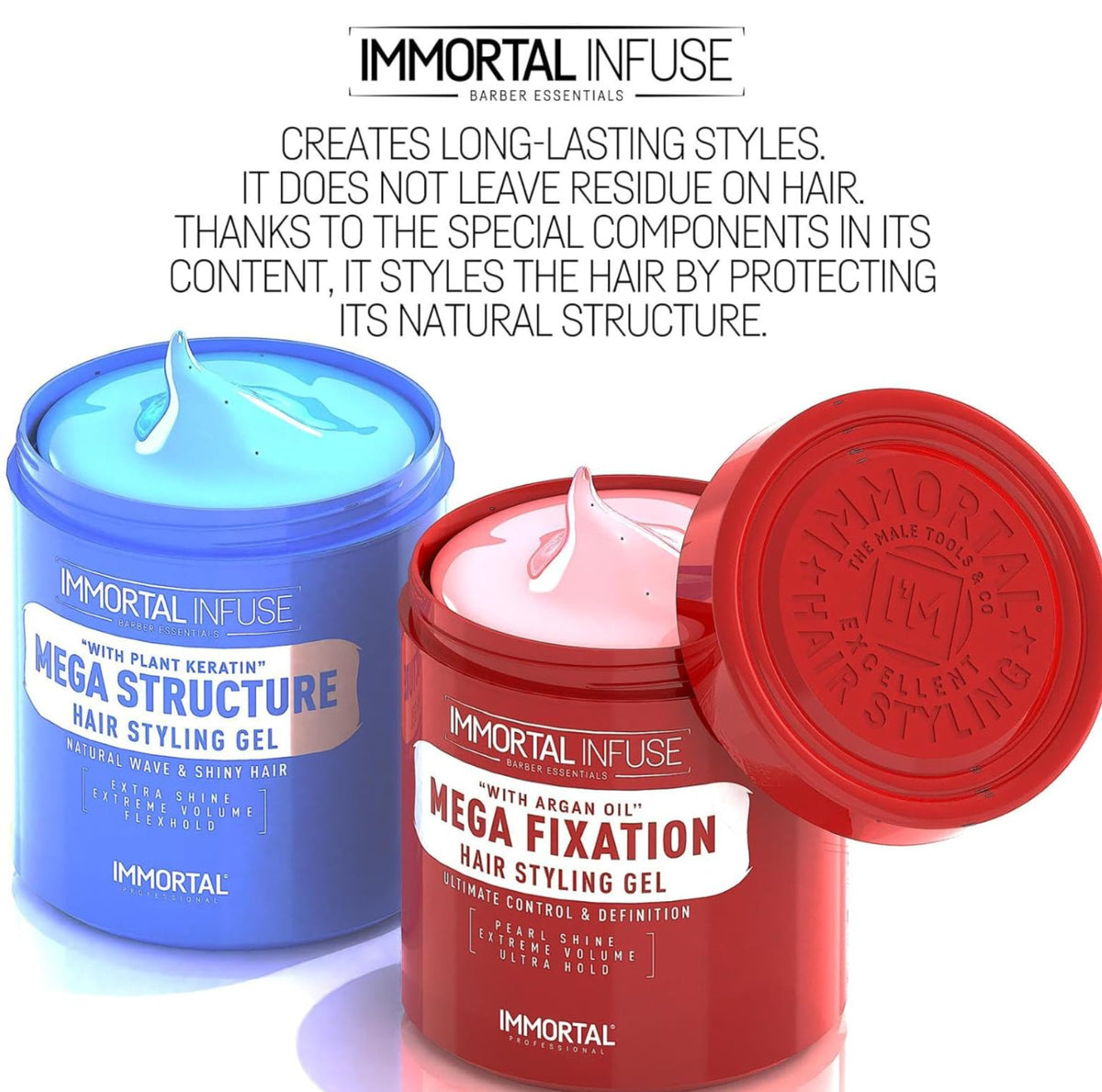 Mega Fixation Hair Styling Gel with Argan Oil - Long Lasting Hold & Volume 500ml