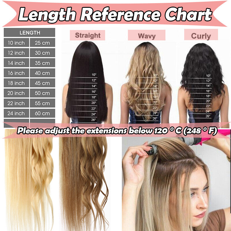 Russian Clip-In Hair Extensions 100% Remy Human Hair Full Head Long-Medium