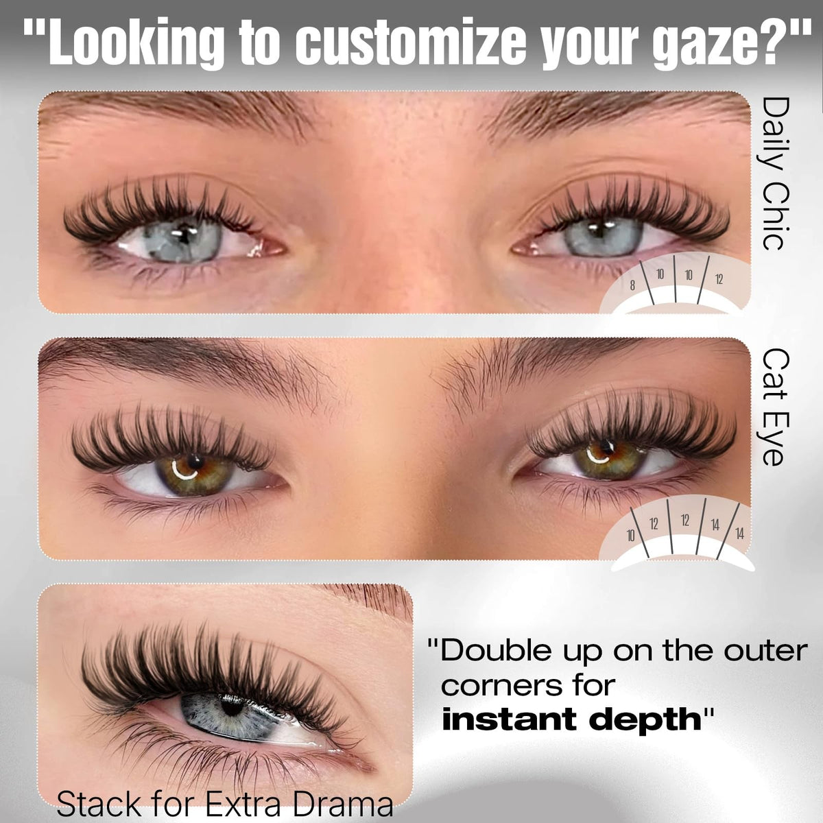 Wispy Cluster Eyelashes 8-14mm 120 Pack - Reusable Faux Lash Extensions