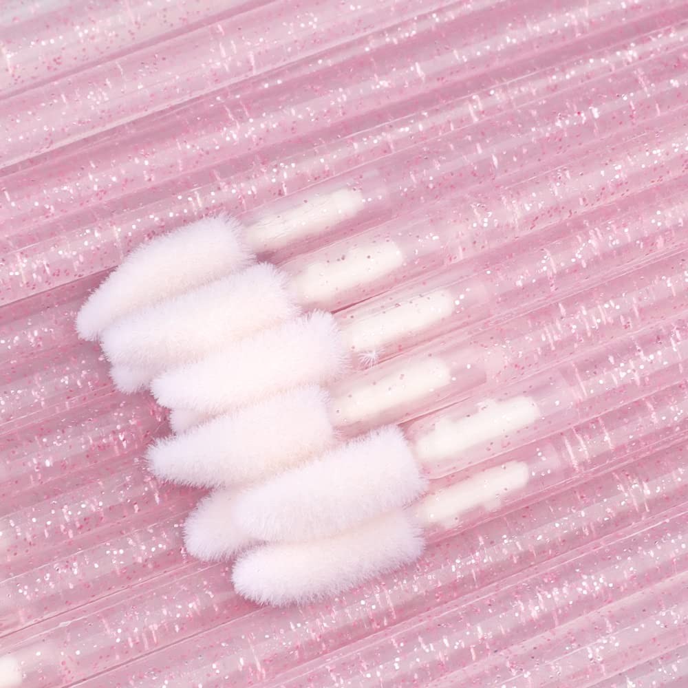 Disposable Glitter Crystal Lip Brushes 100 Pack - Pink