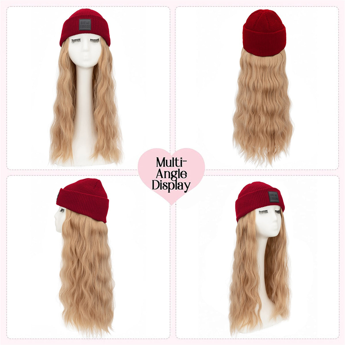 Winter Beanie Wig with Hair Attached Water Wave 18 Inch – Warm & Fashionable Hat