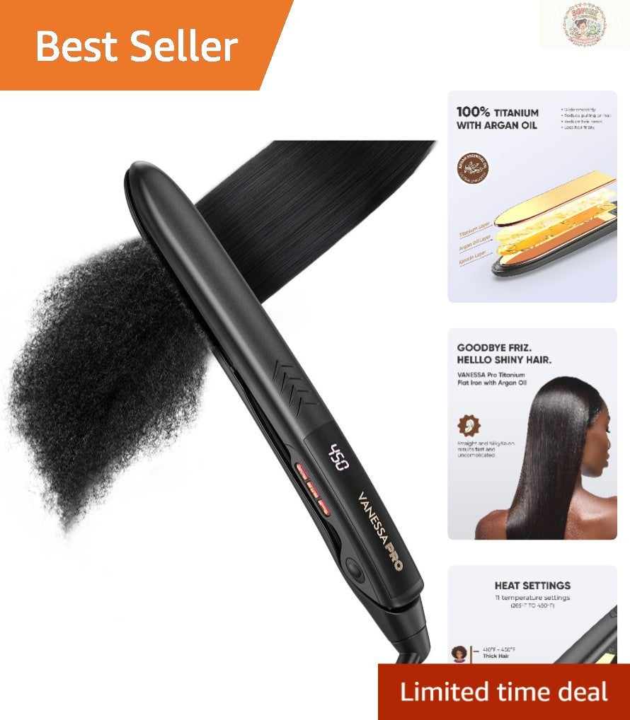 Titanium Flat Iron Hair Straightener with Tourmaline & Argan Oil - Lightweight & Professional
