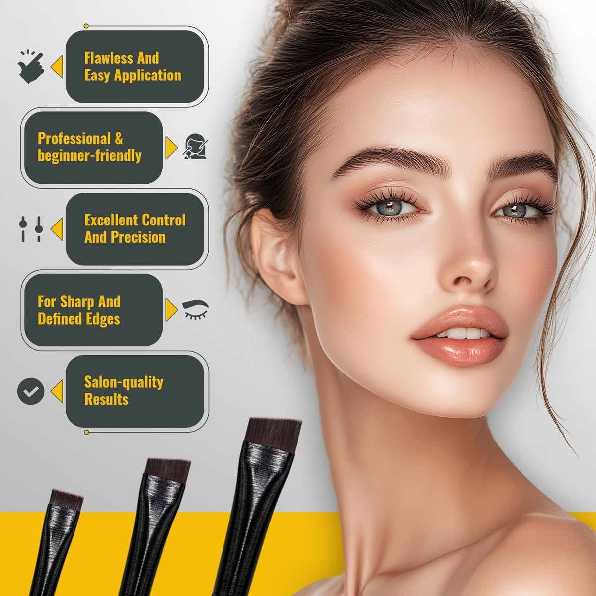 Eyebrow & Eyeliner Brush Set – Ultra-Thin Angled & Flat Makeup Brushes