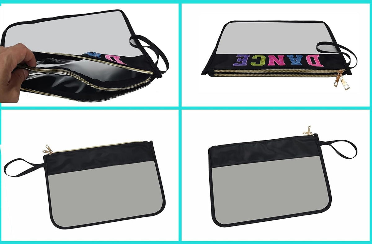 Clear Makeup Bag with Letter Patch Waterproof Travel Cosmetic Pouch