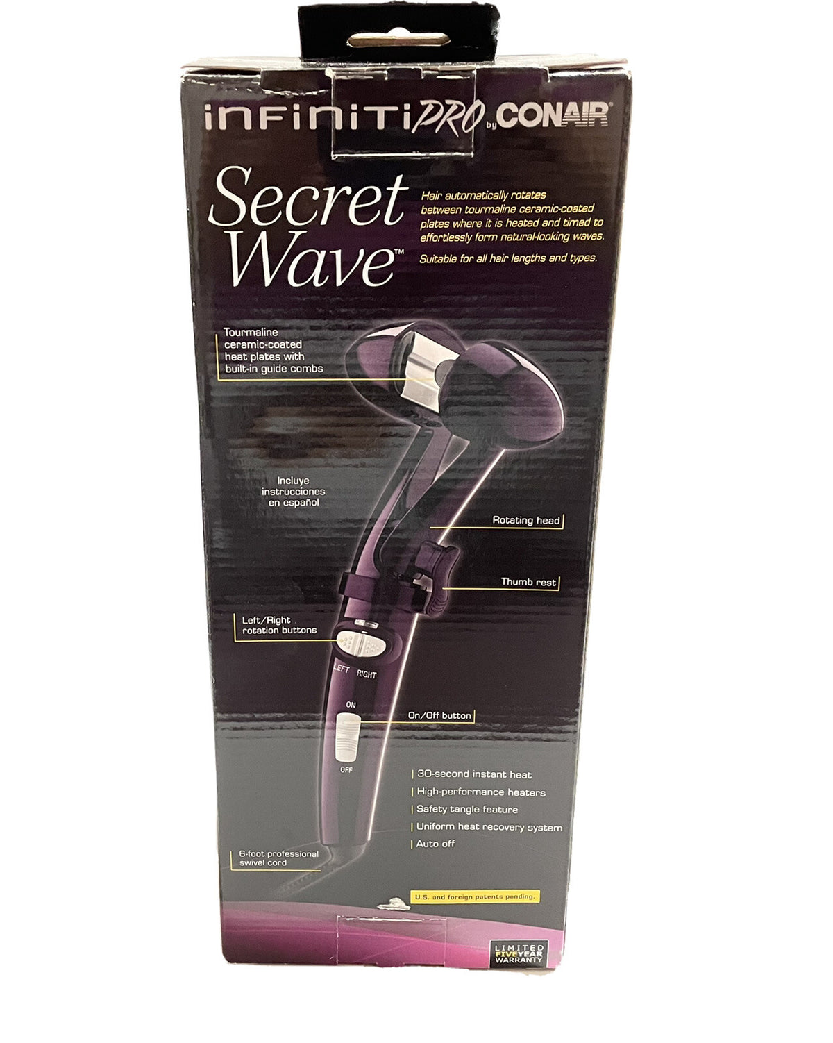 Conair InfinitiPro 360 Rotation Curling Iron with Tourmaline Ceramic Technology - Purple