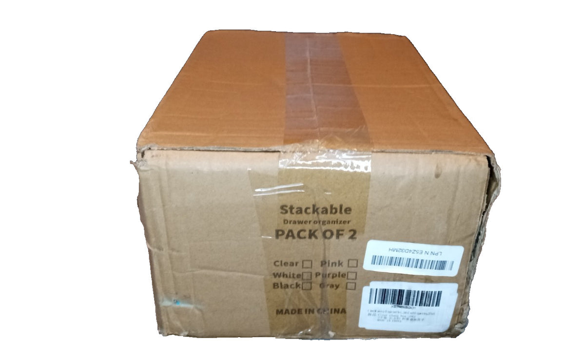 Stackable Clear Plastic Makeup Organizer Drawer Set with Handles 2 Pack