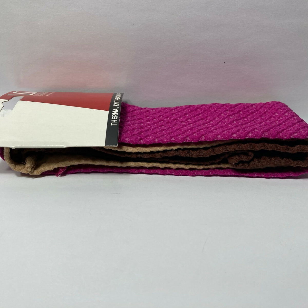 Vidal Sassoon Thermal Knit Headwrap Head Band Pack of 3 Pink Brown Tan