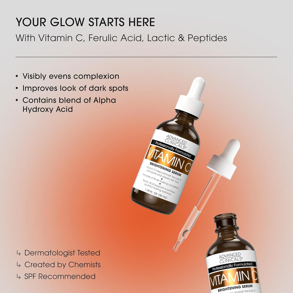 Vitamin C Brightening Face Serum & Cream Set for Dark Spots & Dull Skin