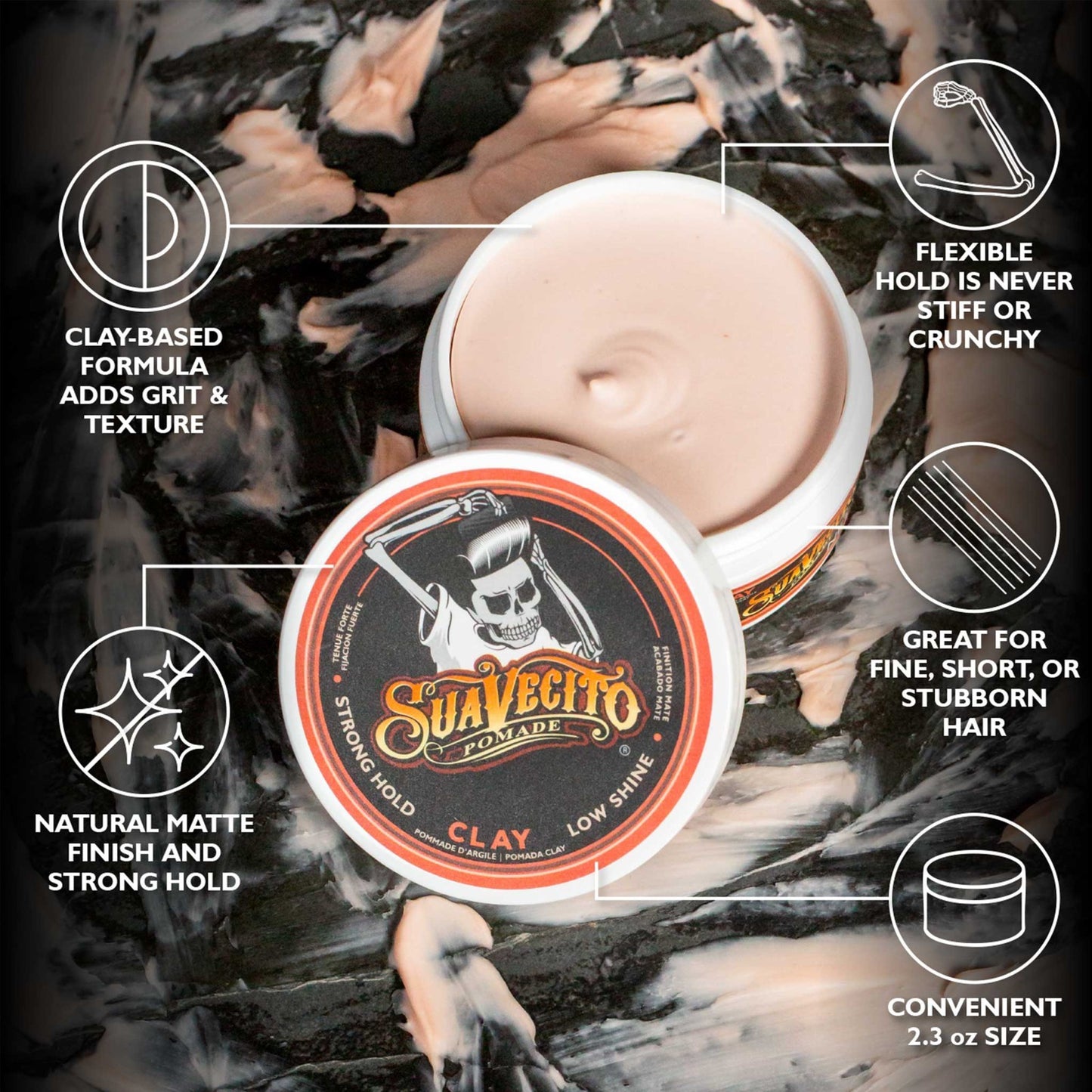 Matte Clay Hair Pomade - Strong Hold, Natural Finish, 2.3 oz