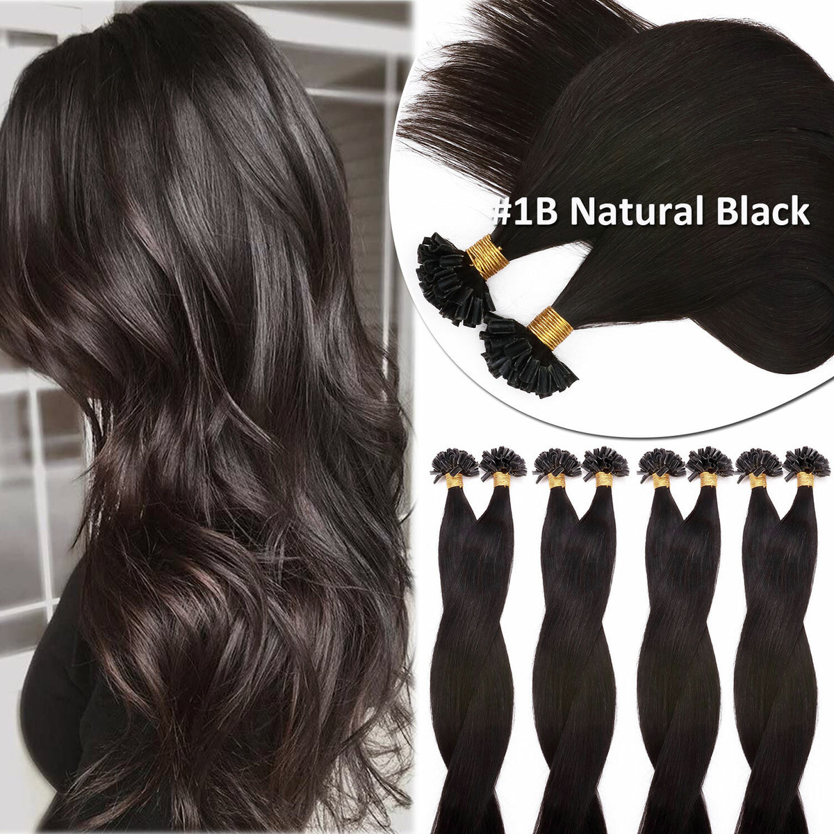 Invisible Keratin Nail U Tip Hair Extensions - Human Hair Fusion 150g