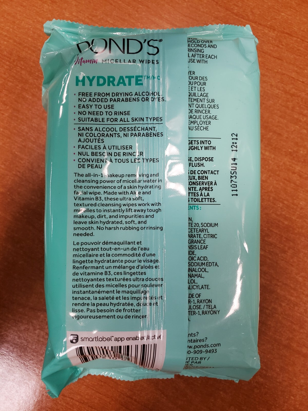 Pond's Vitamin Micellar Wipes Hydrate Aloe Vera – 6 Packs of 25