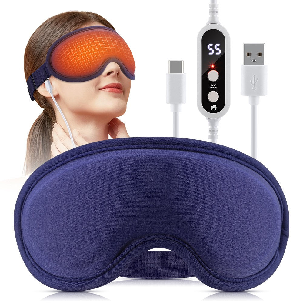 Electric Heated Eye Mask with 5 Temperature & 6 Vibration Modes - Relax & Relieve Eye Fatigue