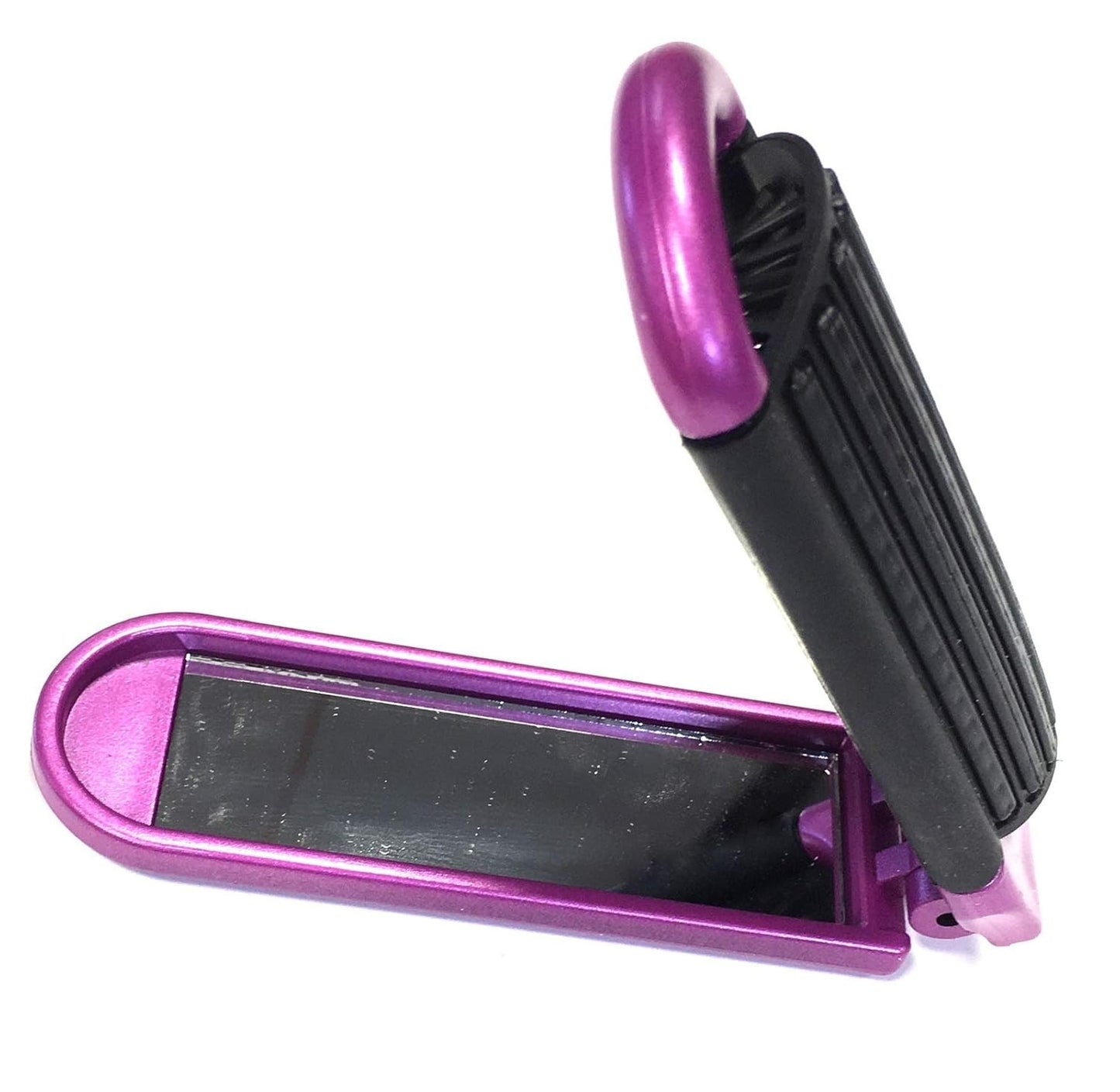 Portable Folding Hair Brush with Mirror - 2 Colors for Travel & Touch-Ups