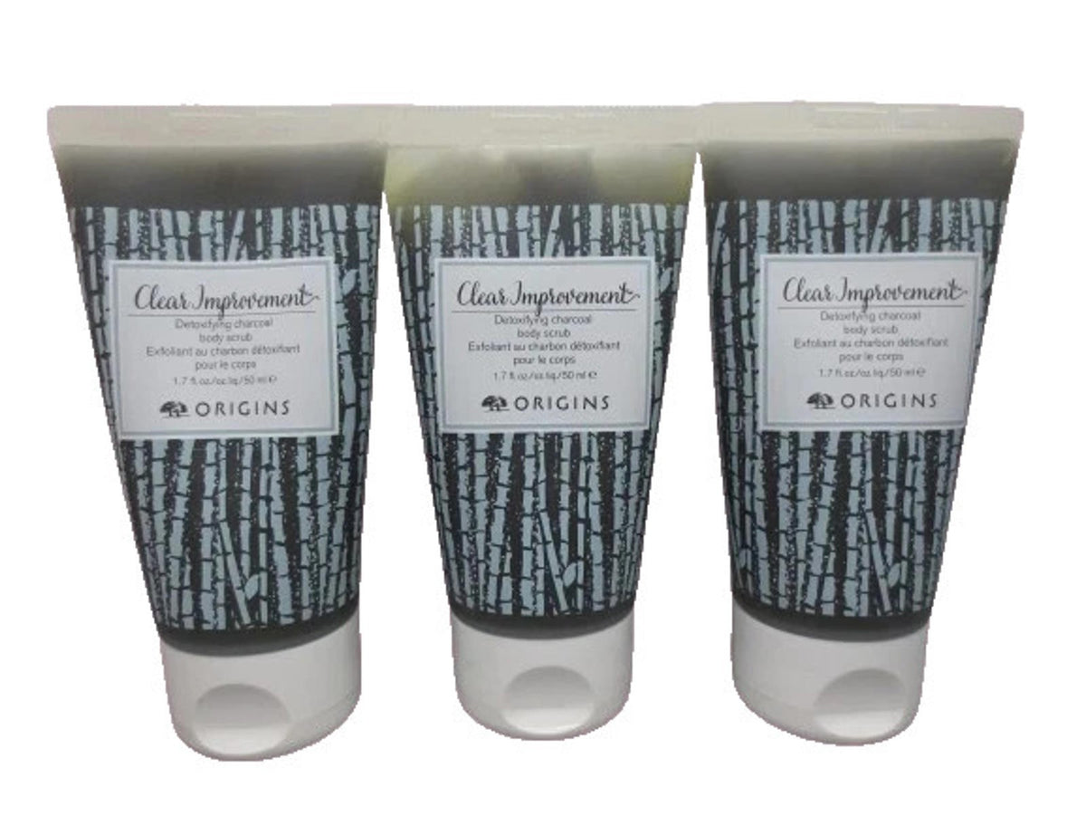 Origins Charcoal Body Scrub Set - Detoxifying Exfoliator 1.7oz x3