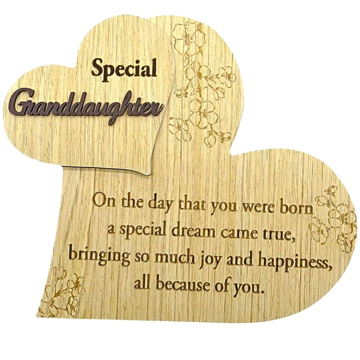 Graduation Gift for Granddaughter Wooden Heart Wall Decor - Inspirational Keepsake
