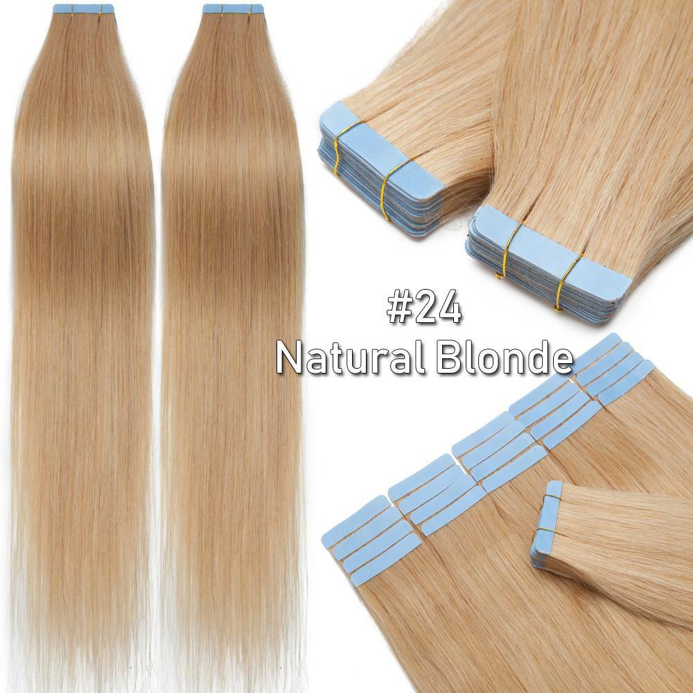 Remy Human Hair Extensions Full Head Skin Weft 80pcs Thick Tape-In Set
