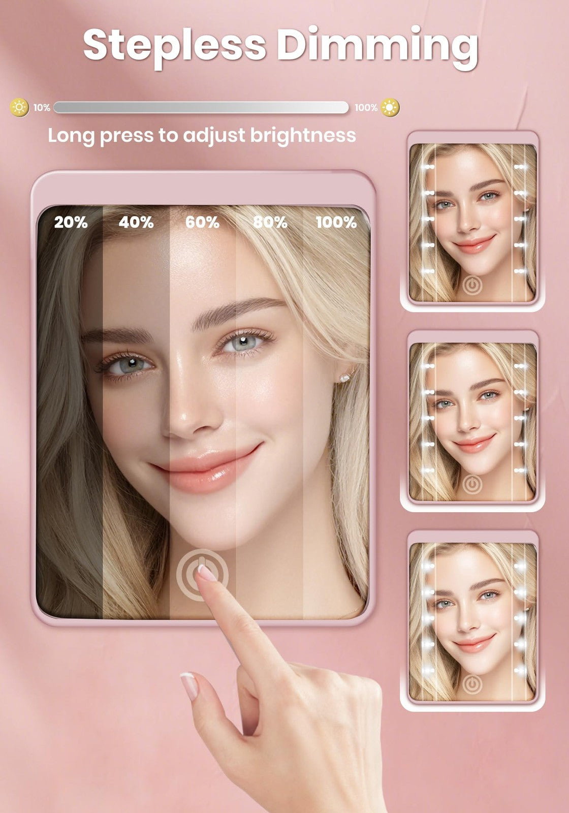 Rechargeable 30X Magnifying Compact Mirror with 3 Lighting Modes - Travel Makeup Mirror