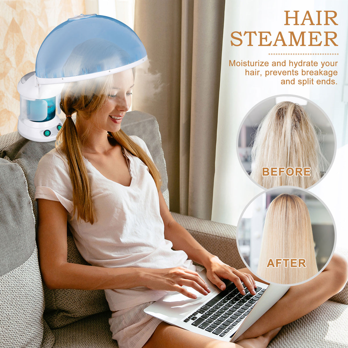 2-in-1 Hair & Facial Steamer with Bonnet Hood