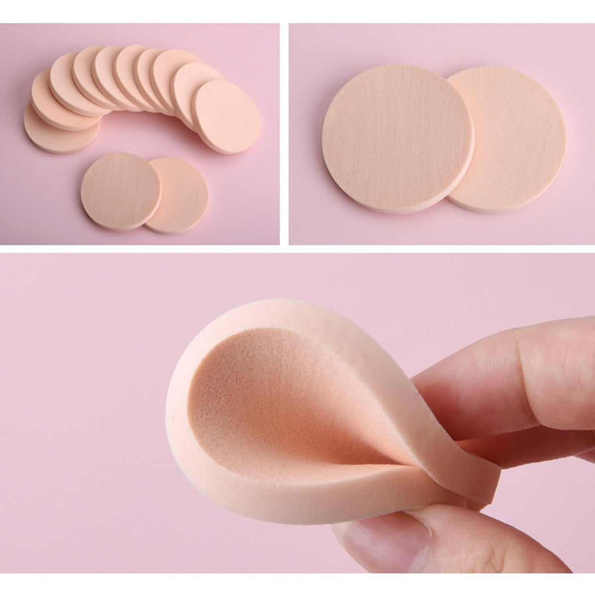 12-Pack Makeup Sponge Set - Round, Multicolor Beauty Blenders for Foundation & Powder
