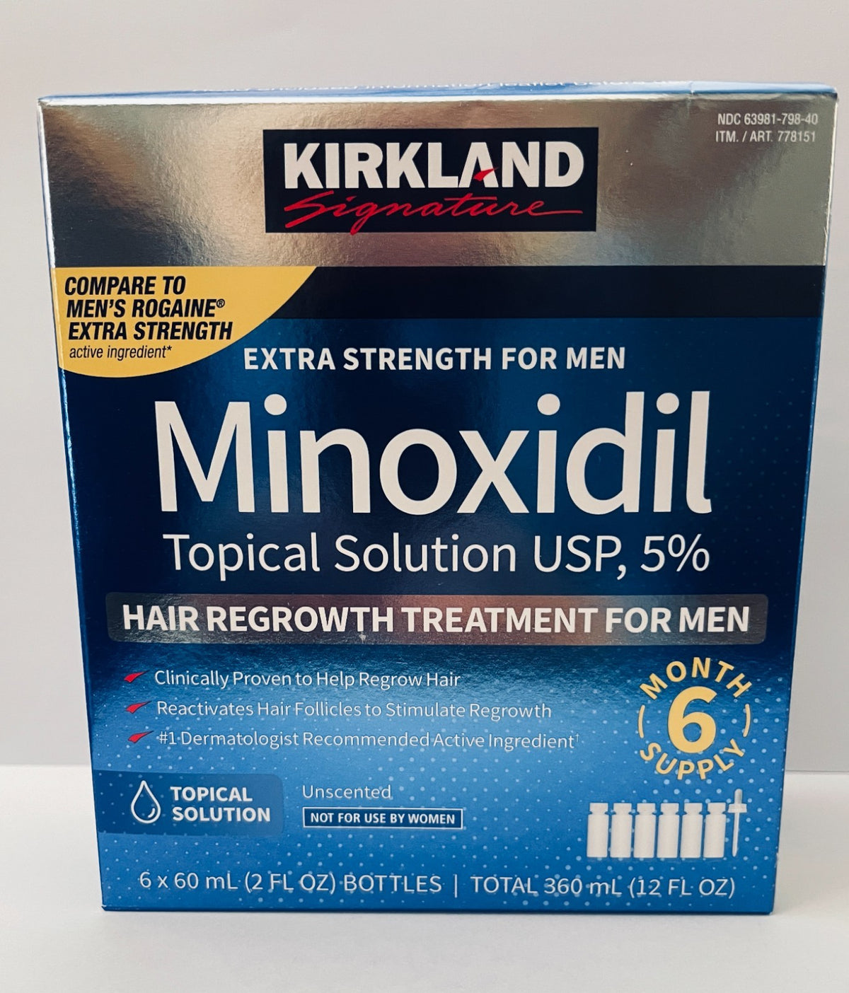 Minoxidil 5% Hair Regrowth Solution for Men - 6 Month Supply