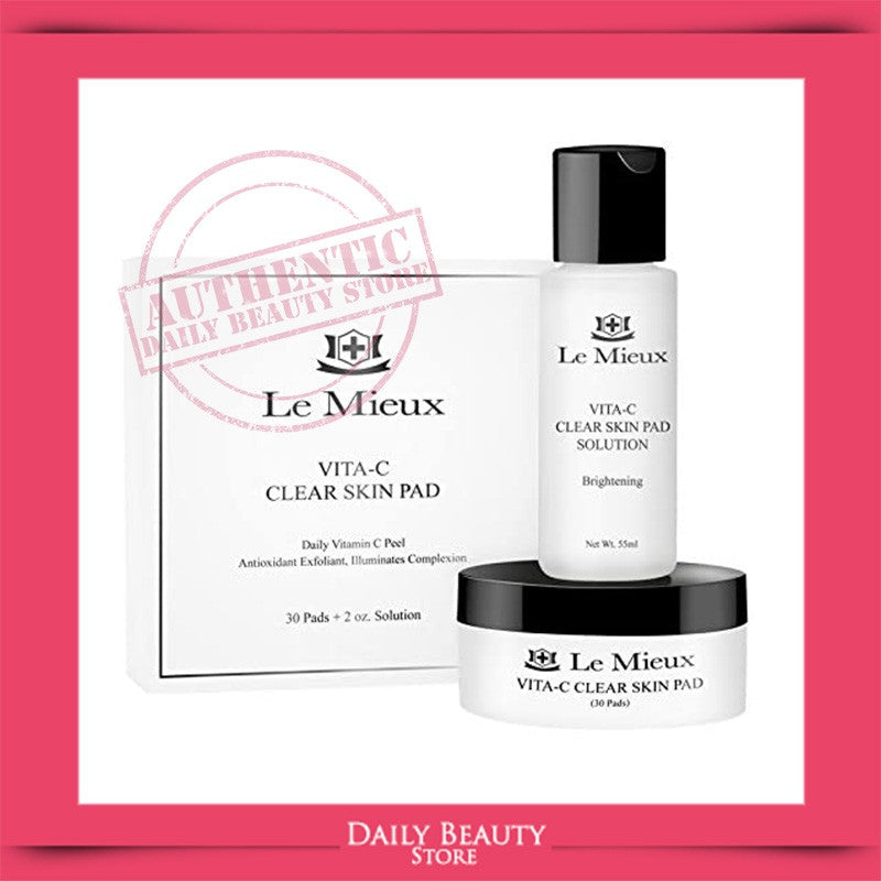 Le Mieux Vita-C Clear Skin Exfoliating Pads - Brighten & Tighten Pores, 30-Count