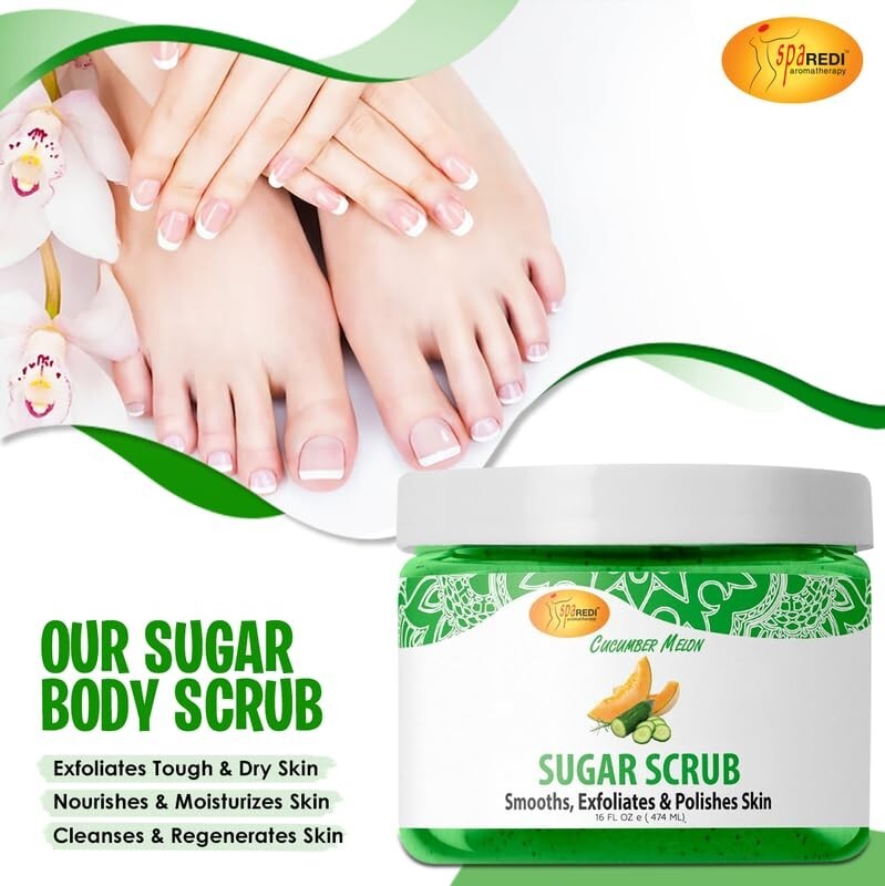 Sugar Body Scrub Exfoliator - Cucumber Melon, 16 oz