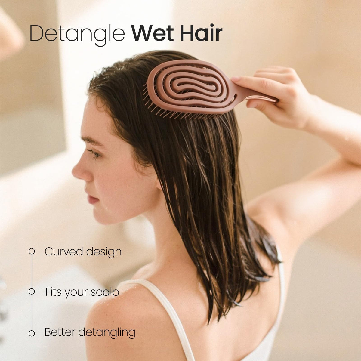 Spiral Flex Hair Brush for Detangling & Scalp Massage - Mocha