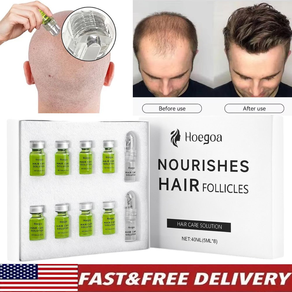 Hair Regrowth Serum Kit with Microneedle Roller - 8 Pieces