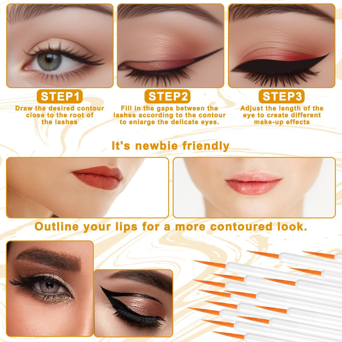 Disposable Eyeliner Brush Set with Ultra-Fine Tips - 150 Micro Applicators for Precise Makeup