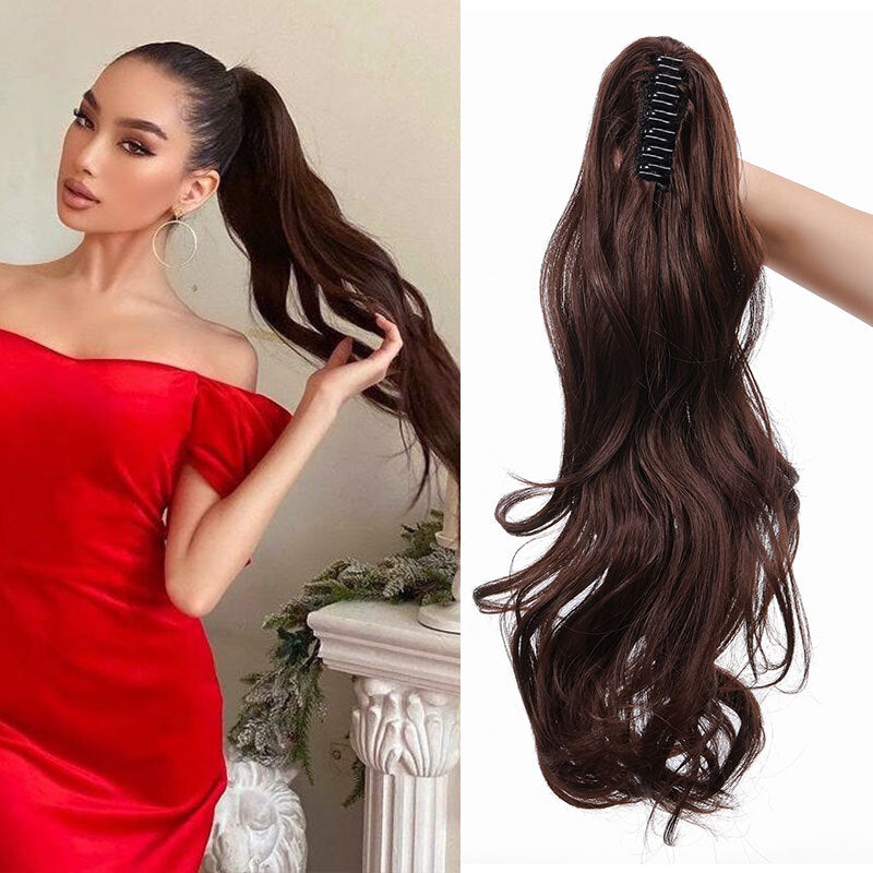 26-Inch Real Human Hair Ponytail Extension with Claw Clip - Thick Hairpiece