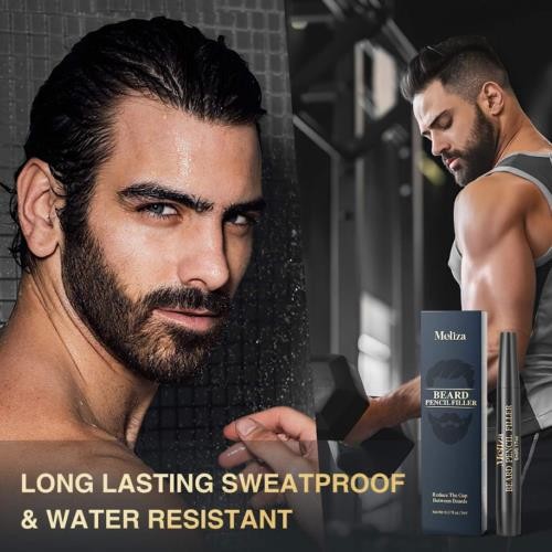 Beard Pencil Filler, Meliza Pen, Waterproof & Sweat Proof Color Brown