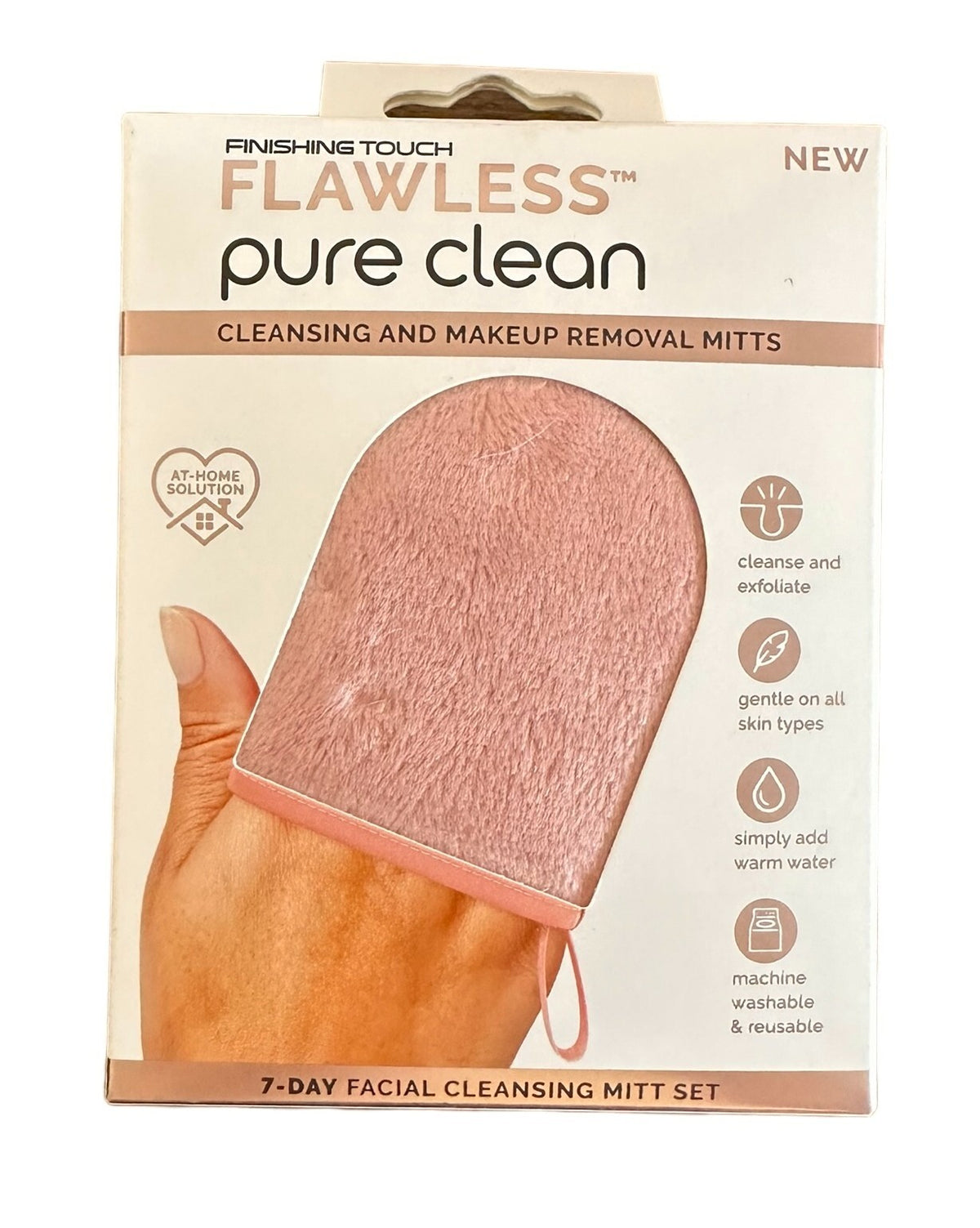 Facial Makeup Remover Mitt Set - Reusable Microfiber Cleansing Pads, 7 Pink Mitts