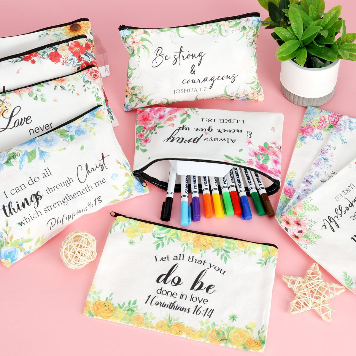Christian Makeup Bag - Religious Cosmetic Organizer for Women, Travel Size