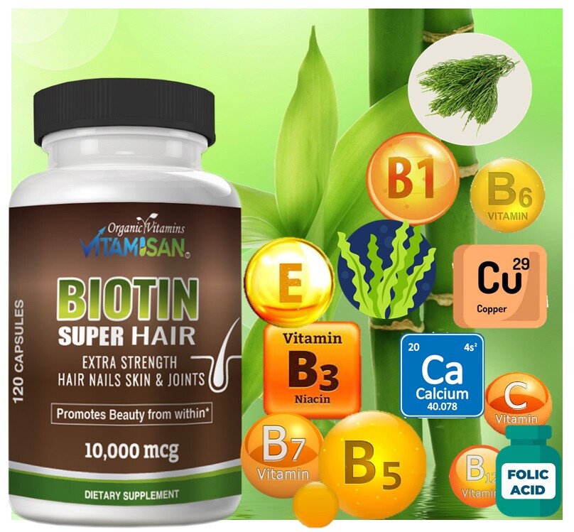 Biotin Hair Growth Vitamins - 240 Capsules