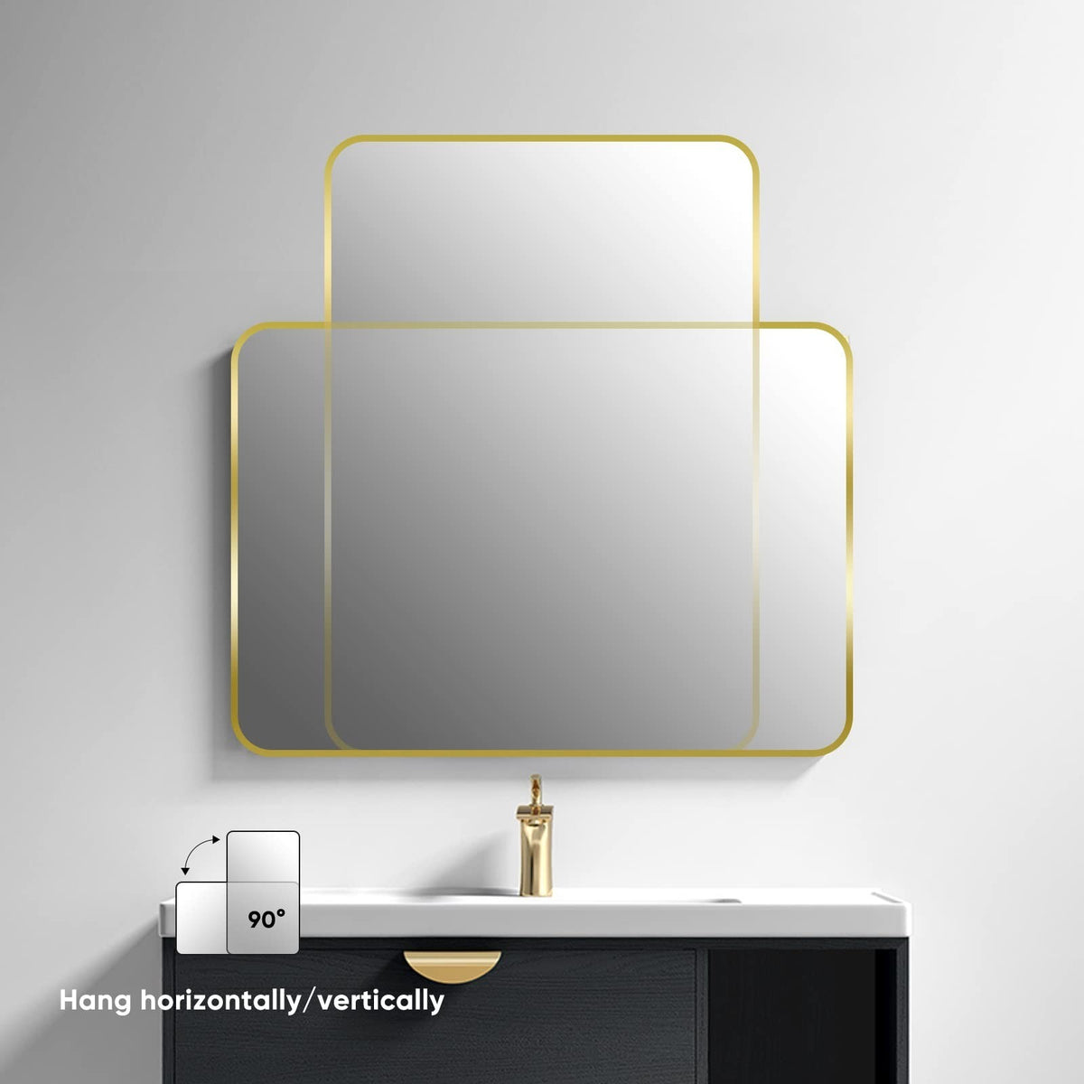 Wall Mounted Bathroom Mirror 20x28 Inch Rectangular Farmhouse Gold Frame