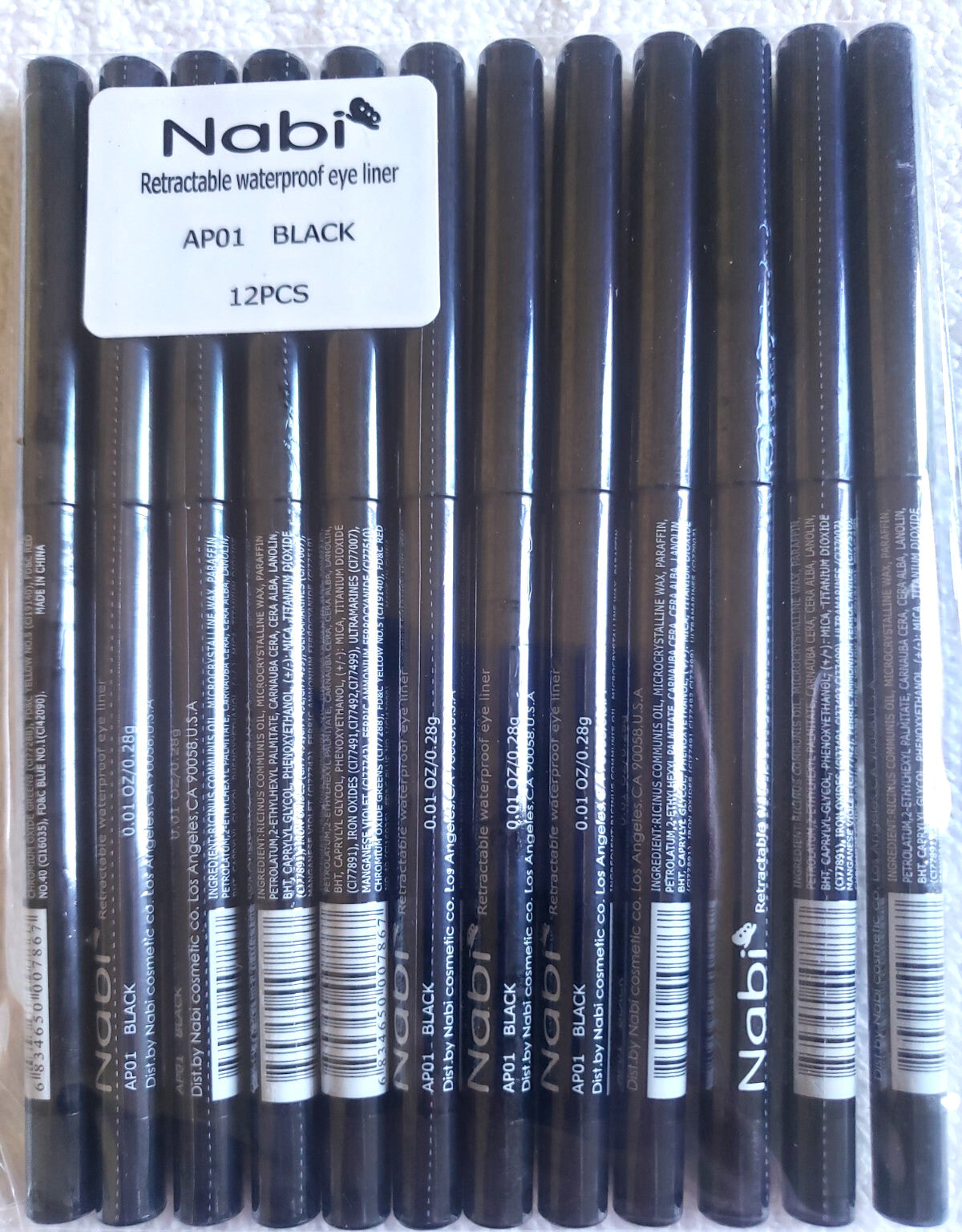 Retractable Waterproof Eyeliner Set - All Colors, 12pcs Lot, Safe & Smudge-Proof