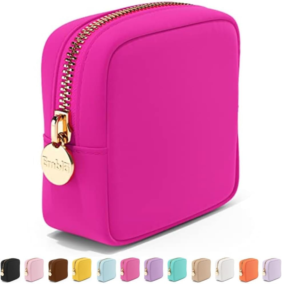 Travel Makeup Bag Waterproof Nylon Cosmetic Pouch with Zipper - Small Organizer for Women & Girls