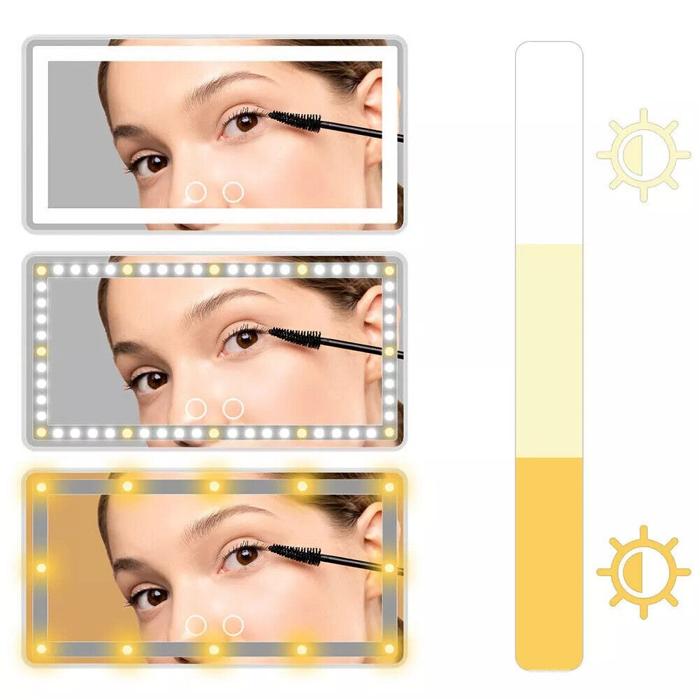 Car Sun Visor LED Vanity Mirror with Touch Control & Rechargeable Battery