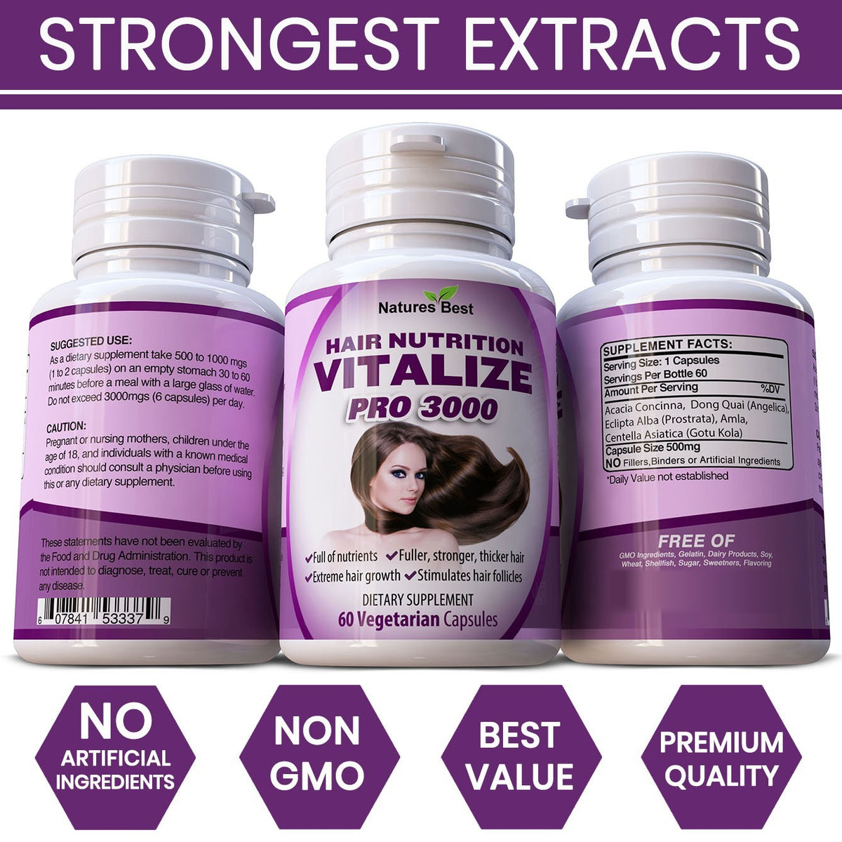 Hair Growth Supplement - 60 Capsules for Thicker, Fuller Hair