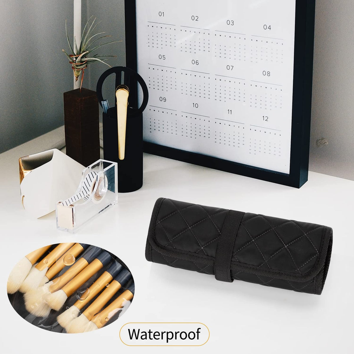 Travel Makeup Brush Organizer Cosmetic Bag for Women & Artists