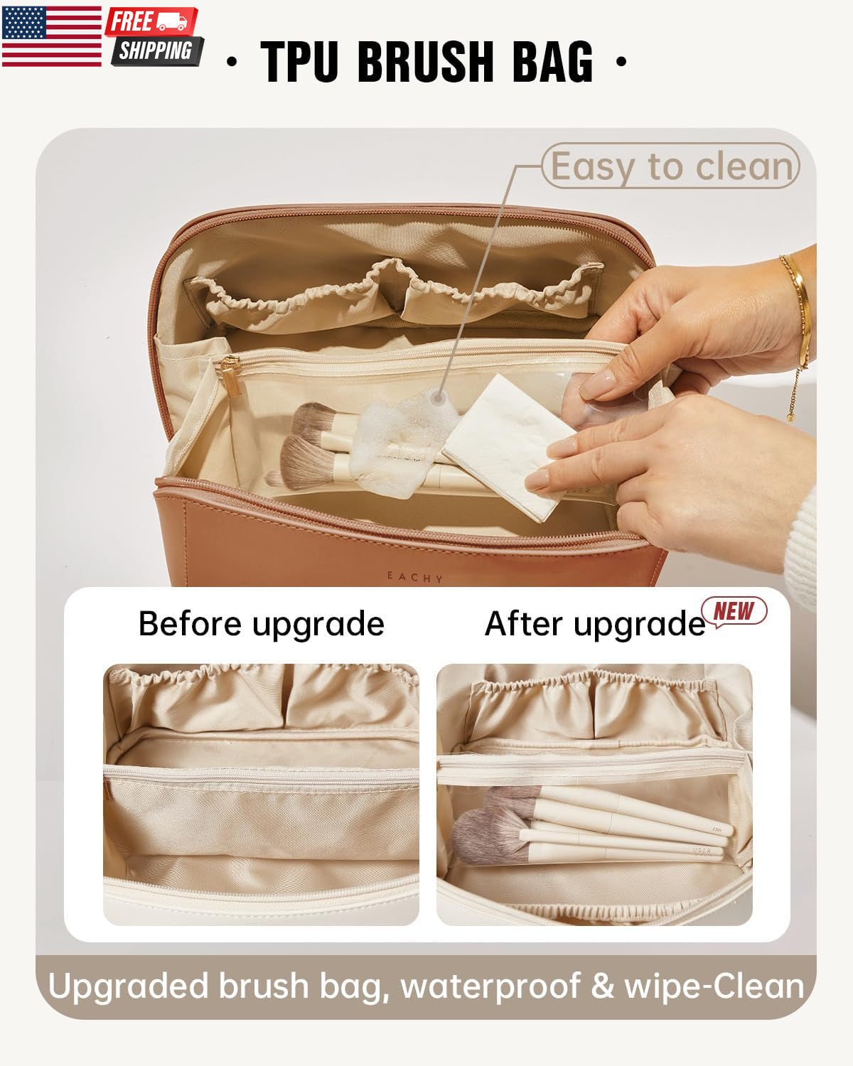 Large Capacity Waterproof Travel Makeup Bag for Women, Cosmetic Organizer
