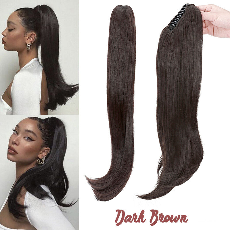 30-Inch Fluffy Ponytail Hair Extension with Claw Clip - Straight & Wave Styles