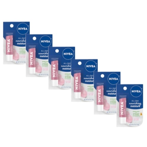 Nivea Lip Balm Set - Nourishing Shimmer Lip Care, Mineral Oil Free, 6 Pack